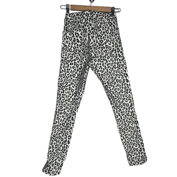 H&M Denim Skinny High Waist Jeans White Black Leopard Print 26" Waist - Picture 2 of 3
